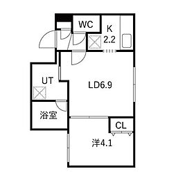 シティプレミア新道東 1LDKの間取図画像
