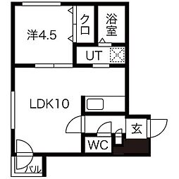 ルーク南4条 1LDKの間取図画像