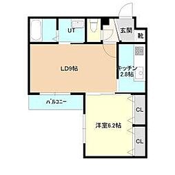 サンコート東札幌弐番館 1LDKの間取図画像