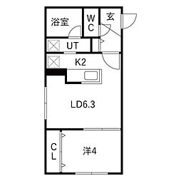 札幌市東区北二十五条東16丁目マンション 1LDKの間取図画像