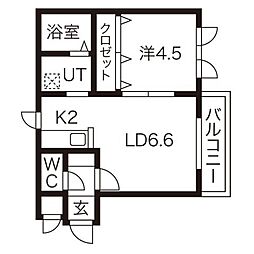 フォートレスN18 1LDKの間取図画像
