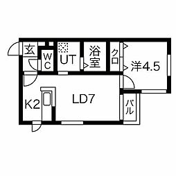 アール南郷16 1LDKの間取図画像