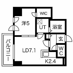 ブランシャールALAIN中島公園 1LDKの間取図画像