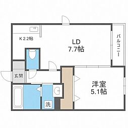 Atlantis Hassamu 1LDKの間取図画像