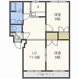 コンフォートヤマ 2LDKの間取図画像