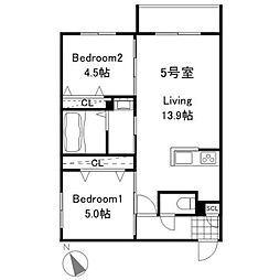 札幌市北区麻生町7丁目マンション 2LDKの間取図画像