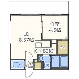 CIEL新札幌 1LDKの間取図画像