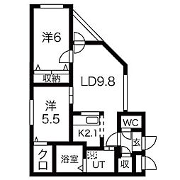 アオアクアN7 2LDKの間取図画像