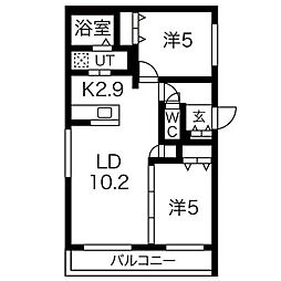 ブランシャール琴似 2LDKの間取図画像
