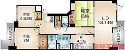 イトーピア紫明園 3階3LDKの間取り