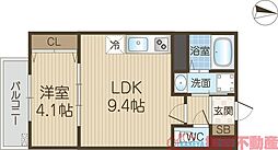 アート茨木 2階1LDKの間取り