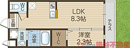 リアコート千里丘I NORTH 1LDKの間取図画像