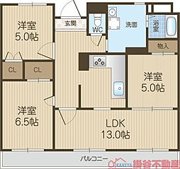 マンション・フオルツーナ 3LDKの間取図画像