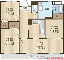 マンション・フオルツーナ 3LDKの間取図画像