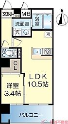 中条プレイス 1LDKの間取図画像