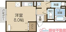 テラーウエスト新芦屋 ワンルームの間取図画像