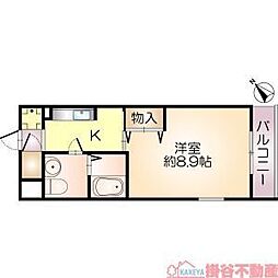 パストラル西中条 1Kの間取図画像