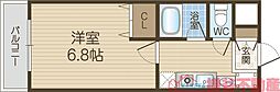 ソレイユ東奈良 1Kの間取図画像