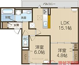 D-residence南茨木II 2LDKの間取図画像