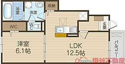 ジェイ プラサーダ 1LDKの間取図画像