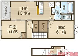 鳥飼下2丁目アパート(028079301) 2LDKの間取図画像