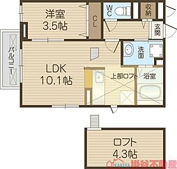 パル高槻 1LDKの間取図画像