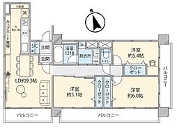 高円寺サマリヤマンション 3LDKの間取図画像