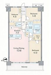 浅草タワー 3LDKの間取図画像