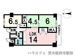 阪急東茨木白川高層住宅5号棟 3LDKの間取図画像