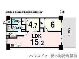 ローレルハイツ茨木総持寺第2号棟 2LDKの間取図画像