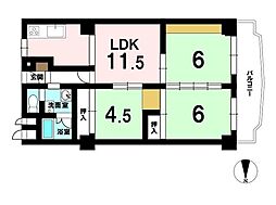 クローバーハイツ高槻総持寺 3LDKの間取図画像
