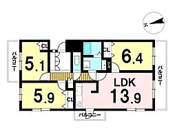 エスポア桑名2 3LDKの間取図画像