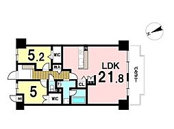 ベルカーサ富洲原 2LDKの間取図画像