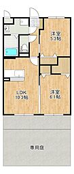 クレスト見次 2LDKの間取図画像