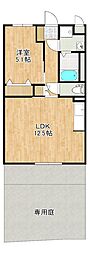 クレスト見次 1LDKの間取図画像