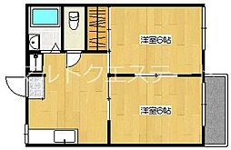 コスモハイツ城山A 2DKの間取図画像