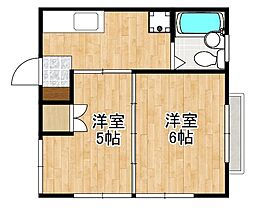 白金原ハイツ 2DKの間取図画像