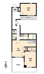 グランドメゾン須磨 2DKの間取り
