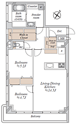 秀和警固レジデンス 2LDKの間取図画像