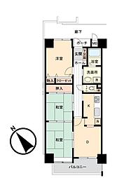 サーパス中津瀬 3DKの間取図画像