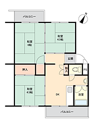 狭山遊園ハイツ1号棟 3Kの間取図画像