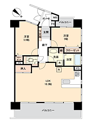 シティライフ呉服町 2LDKの間取図画像