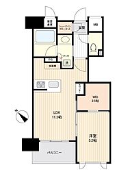 デュオヴェール博多駅 1LDKの間取図画像