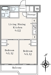 馬込コーポビアネーズ 2LDKの間取図画像