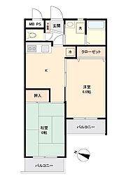 ホーユウパレス青梅 2Kの間取図画像