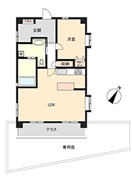 ロマネスクヴューコート植物園 1LDKの間取図画像