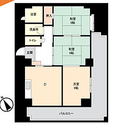 エルコ若松町マンション 3DKの間取図画像