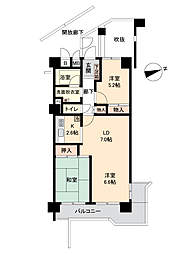 逆瀬川パーク・マンション 2LDKの間取図画像