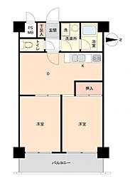 ライオンズマンション堀川 2DKの間取図画像