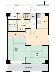 シティハイツ城北 2DKの間取図画像